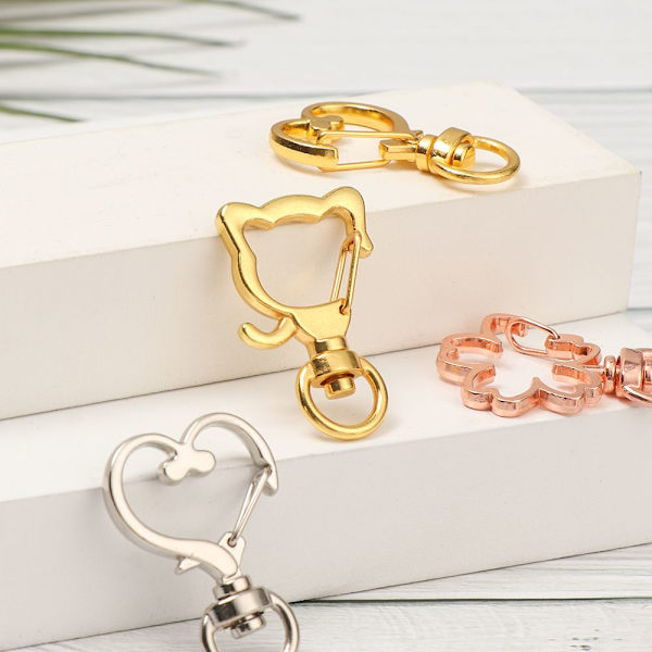 5 stk Snap Hook Trigger Clips Spenner ROSE GULL HJERTE rose gold