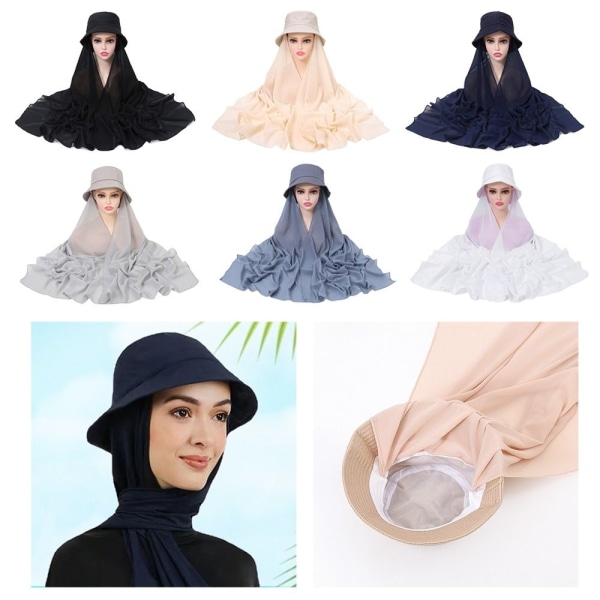 Muslimska Hijab Wrap Fisherman's Caps SVART black