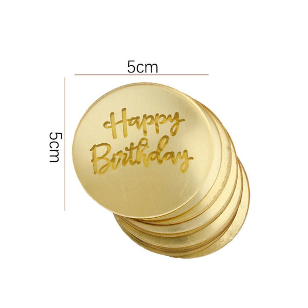10 stk Cake Topper Tillykke med fødselsdagen GULD 2 GULD 2 gold 2