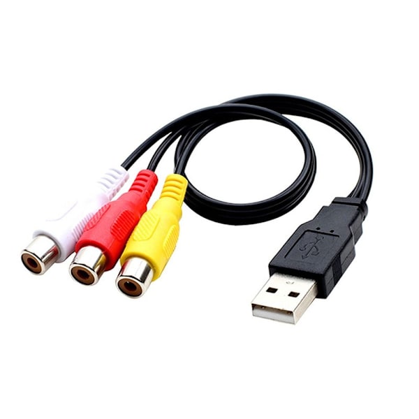 USB til 3 RCA-kabel Audio Videoledning 0,3M USB-M TIL RCA-F 0,3M 0.3m USB-M to RCA-F