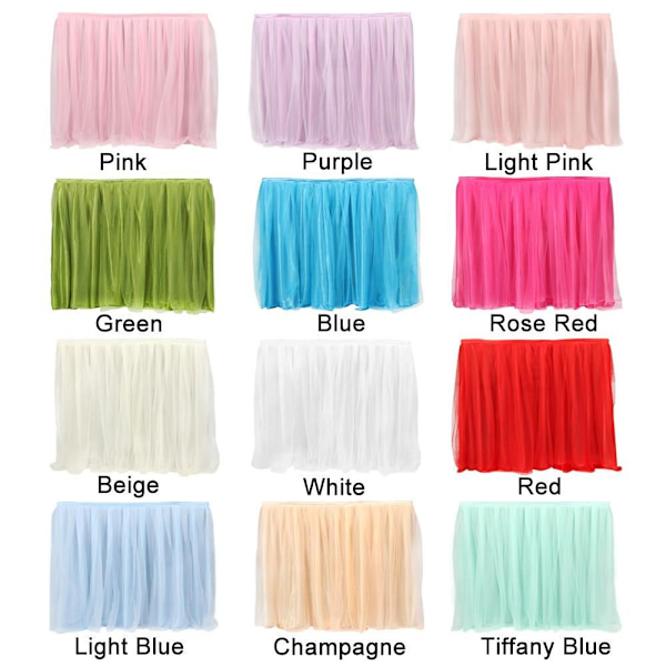 100x75cm Tyll Elastisk Mesh Bordskjørt LYSBLÅT light blue