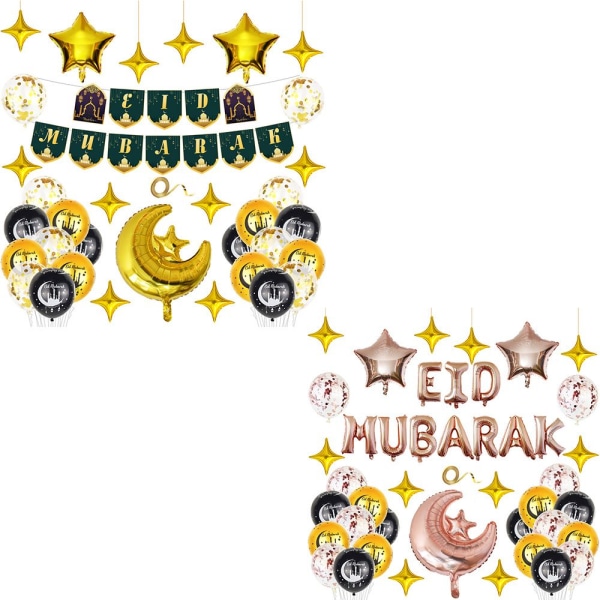 Eid Mubarak ballongballonger och tillbehör 2 2 2