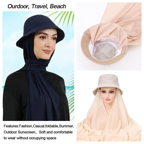 Muslimska Hijab Wrap Fisherman's Caps MÖRKBLÅ dark blue