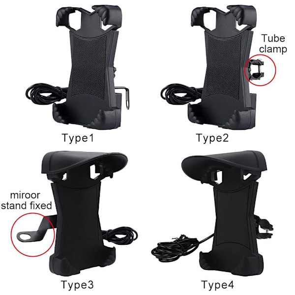 E-cykeltelefonhållare Mobiltelefonfäste Laddare TYPE3 TYPE3 Type3