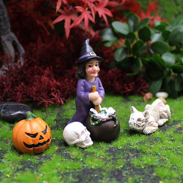 Halloween Witch Figuurit Kissan luuranko Skull Bones
