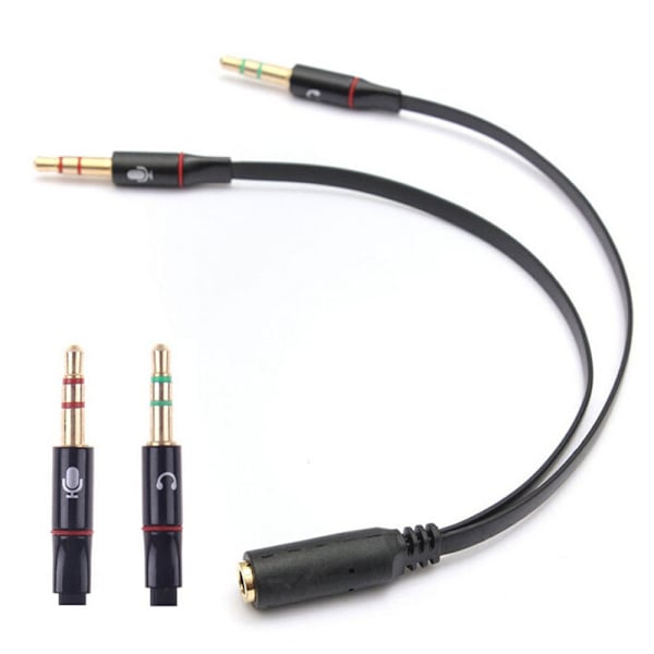 3,5 mm stik 1 hun til 2 han øretelefon mikrofon splitter red