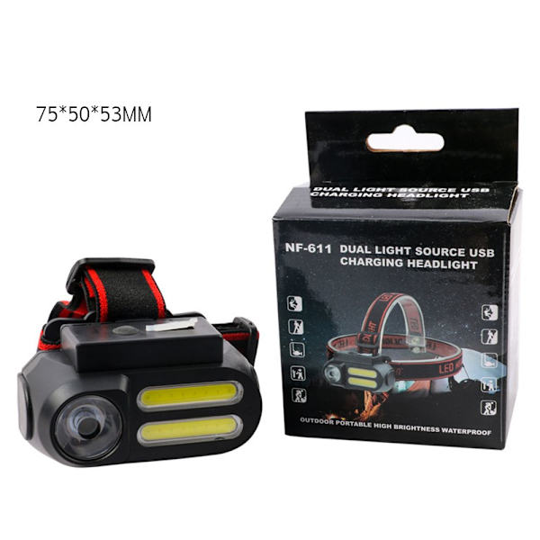 Kalastuspäälamppu XPE+2* COB LED-otsavalaisin