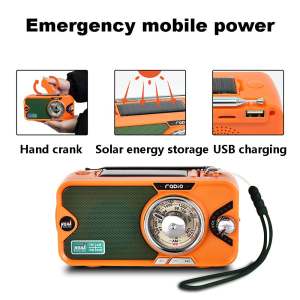 Solar Håndsving Radio Multifunktions Lommelygte SOS Broadcast
