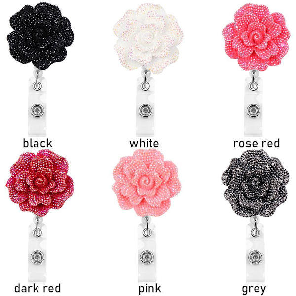 2 STK Badge Reel Rose Shape Badges Holder
