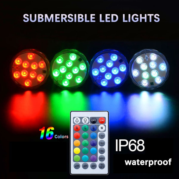 Dykbare LED-lys Undervandsnatlamper 4 LAMPE 2 4 Lamp 2 controller