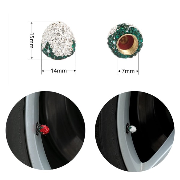 4 kpl Rengasventtiilin korkit Shining Wheel Cap 2 2 2