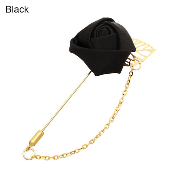 Rose Flower Broche Groom Boutonniere SVART Black