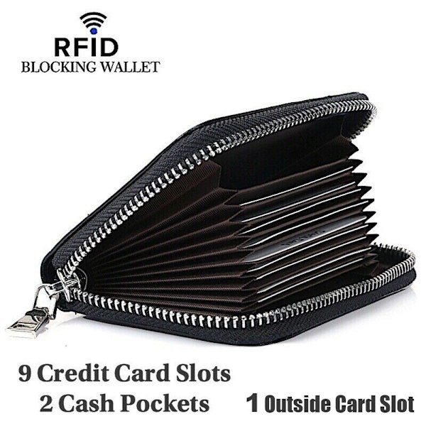 RFID Blocking Wallet Kreditkortholder Læderpung SORT black