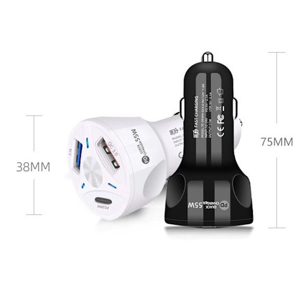 Biloplader Telefon Opladerstik HVID white