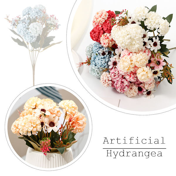 15 Blomster Kunstig Hortensia Silk Daisy CHAMPAGNE champagne