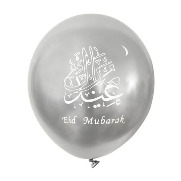 10st Eid Mubarak Ballonger Metall Latex Ballonger SILVER silver