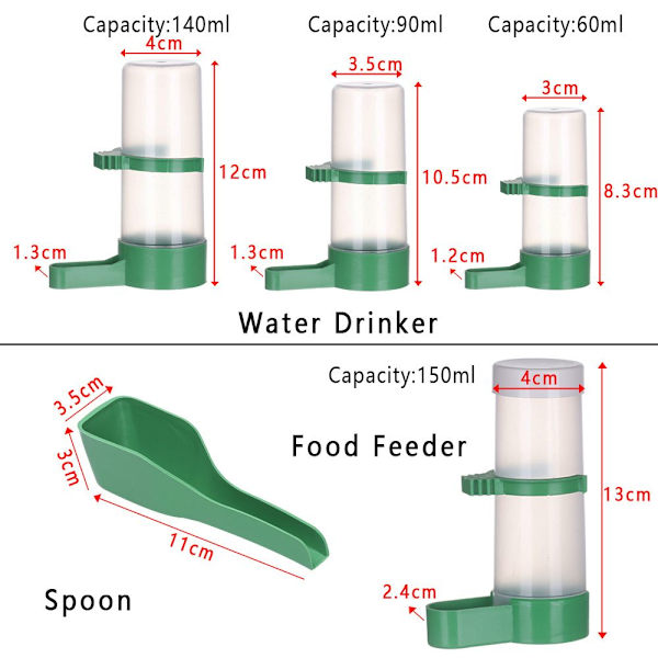 2stk Pet Water Drinker Fôringsutstyr Mater 60ML-WATER 60ml-Water Drinker