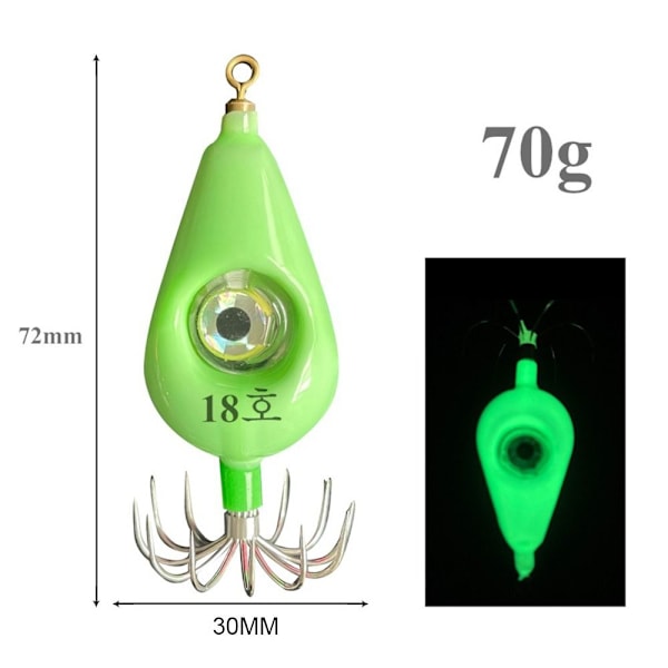 Squid Jigs Krokar Artificiellt bete GRÖN 80G 80G Green 80g-80g