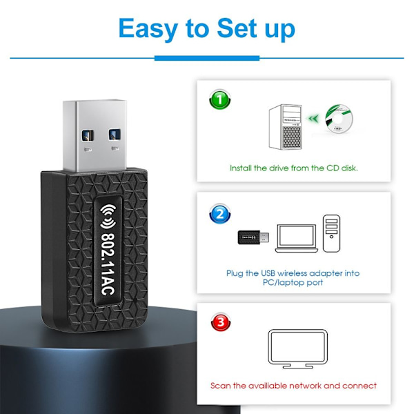 USB Wifi Adapter Nätverkskort 1300Mbps