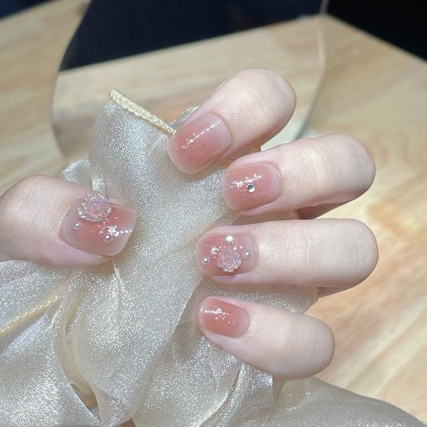 24stk False Nails Short Square French D-73