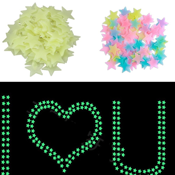 100 KPL 3D Luminous Decal Fluoresoiva kuplatarra KELTAINEN yellow