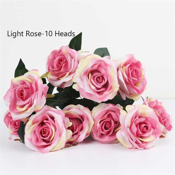 10 päätä tekokukat Väärennösruusut LIGHT ROSE-10 HEDS Light Rose-10 Heads