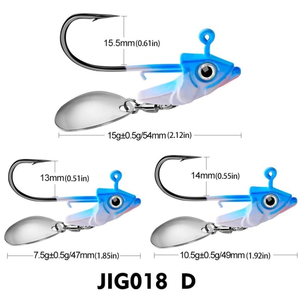 3 st blyhuvudkrok med paljetter Jiggingbete FÄRG D FÄRG D Color D