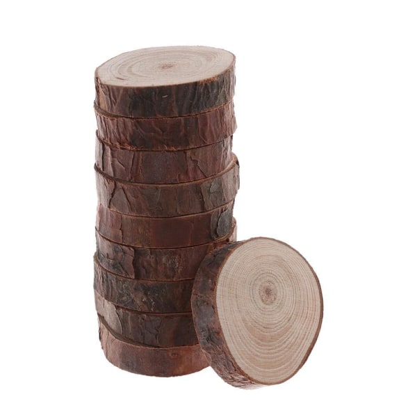 10 stk 3-12 cm trebarkstokk Naturlig furuskiver 9-10X1CM 9-10x1cm