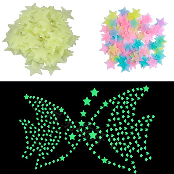 100 KPL 3D Luminous Decal Fluoresoiva kuplatarra KELTAINEN yellow