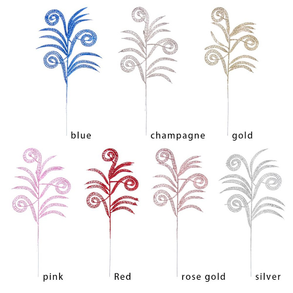 Jule Gull Powder Leaf Glitter Spiky Feather Leaf SØLV silver