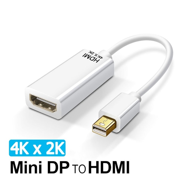 Mini DP-HDMI-sovitin Displayport-muunninkaapeli VALKOINEN White