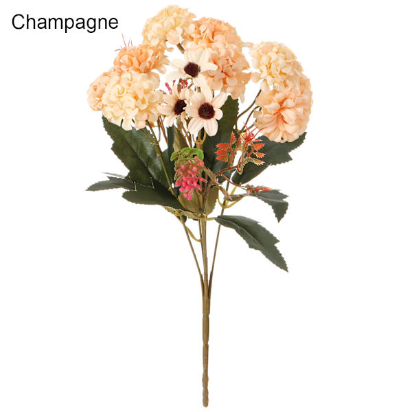 15 Blomster Kunstig Hortensia Silk Daisy CHAMPAGNE champagne