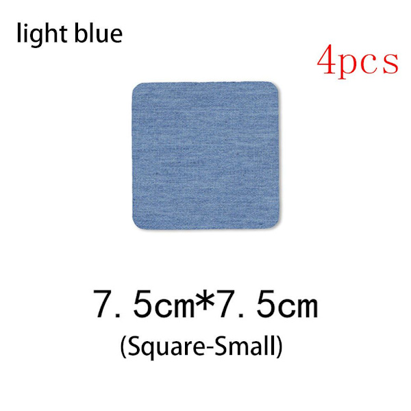4 Stk Stof Patch Knæ Albue Stryg-på LYSEBLÅ KVADRAT-LILLE light blue
