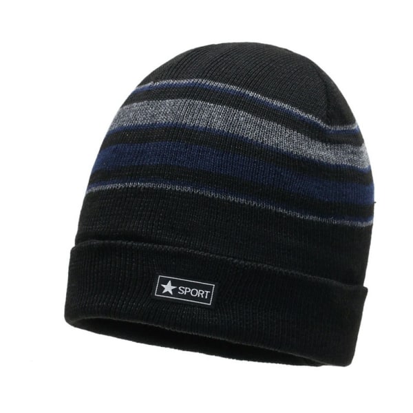 Stickade Stripe Beanies Vinter Höst Mössor GRÅ Grey