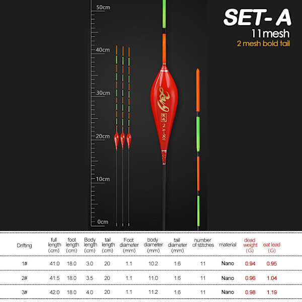3 STK 1# 2# 3# Fiskeflåd Floats Bobbers SÆT A(1#+2#+3#) SÆT SET A(1#+2#+3#)