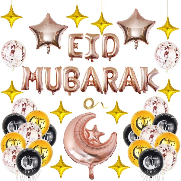 Eid Mubarak ballongballonger och tillbehör 3 3 3