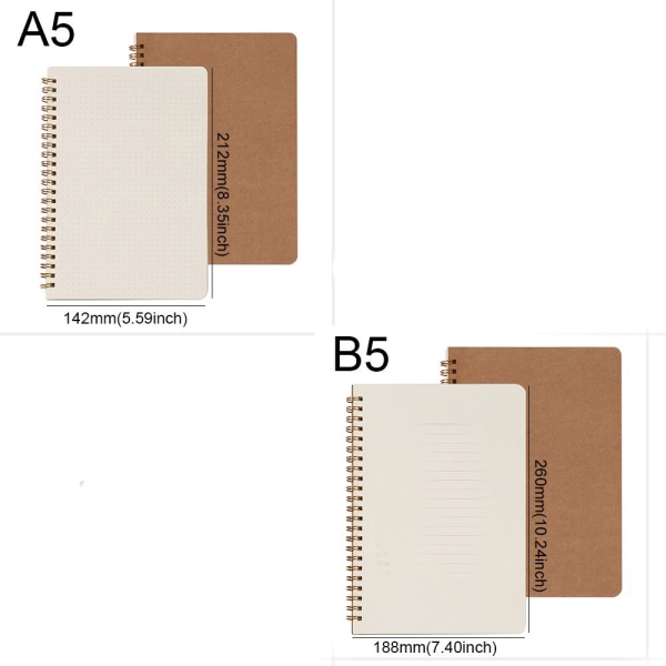 Kraft Paper Notebook Coil Notebooks B5 A5 HORISONTAL LINE INNER A5