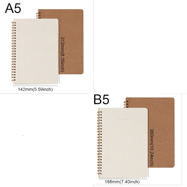 Kraft Paper Notebook Coil Notebooks B5 B5 HORISONTAL LINE INNER B5