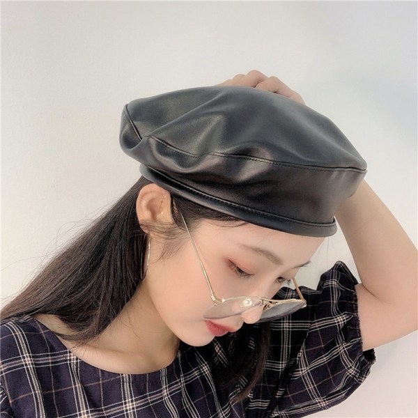 Cap PU Läder Basker BEIGE Beige
