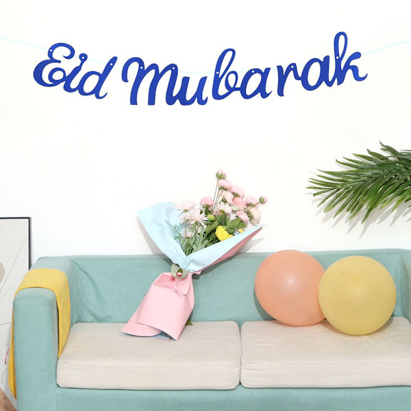 Hængende Flag Bunting Banner BLÅ EID MUBARAK blue Eid Mubarak-Eid Mubarak