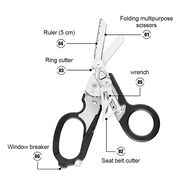 Multifunktionell nödsax Multifunktionssax SVART Black