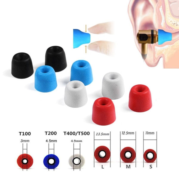Erstatningsørespisser T100 T200 T300 T400 GRÅ T100 S1 PAR 1 PAR grey T100 S1 Pair-1 Pair