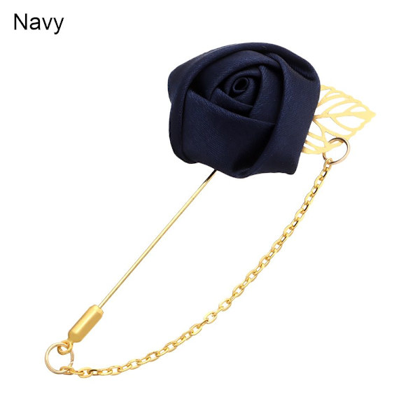 Rose Flower Broche Groom Boutonniere NAVY Navy