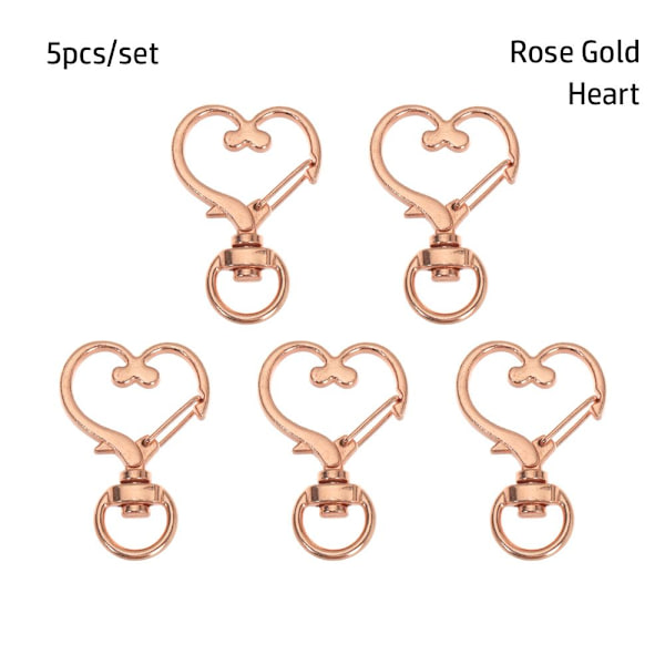 5 stk Snap Hook Trigger Clips Spenner ROSE GULL HJERTE rose gold