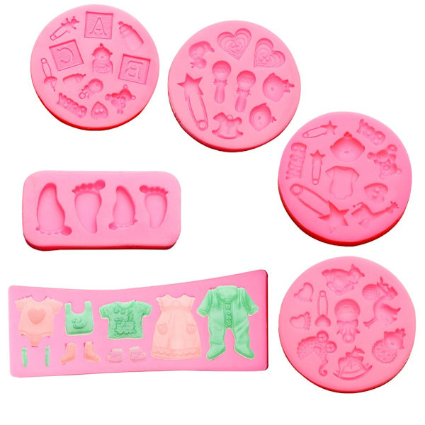 6kpl Polymer Clay Baby Products silikonimuotti mold SET 7- SET 7-Set
