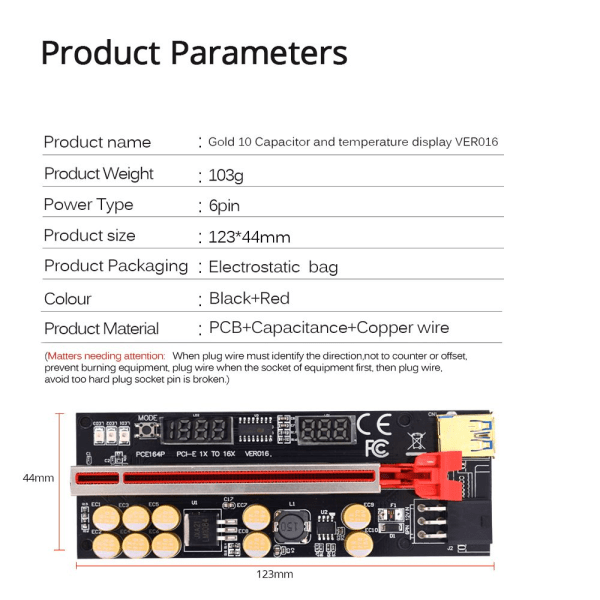 Riser Card PCI-E PUNAINEN Red