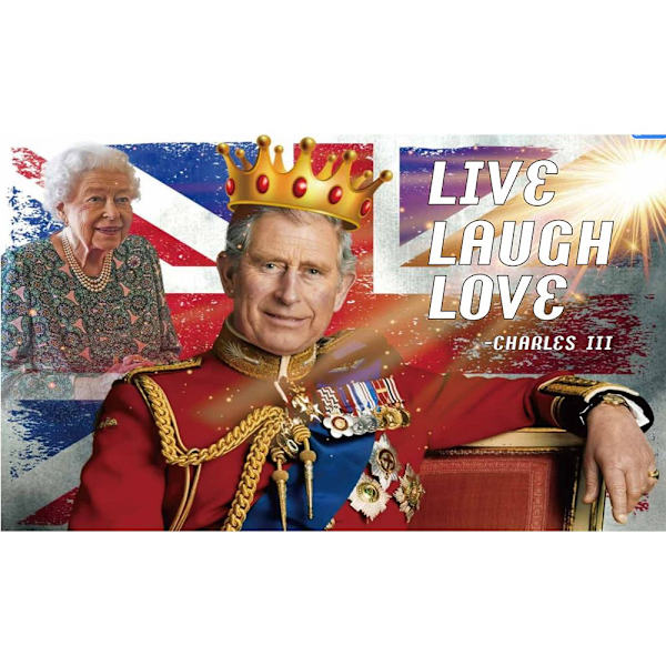 King Charles 111 Flagga Drottning Elizabeth Flaggor E E