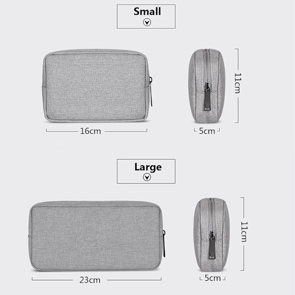 Opbevaringstaske Gadget-enheder Taske Digitalt tilbehør LYSGRÅ Light Grey 23 X 11cm
