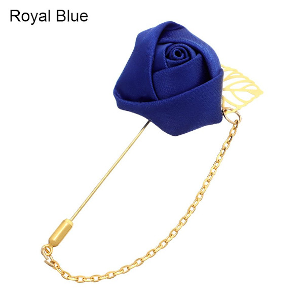 Rose Flower Broche Groom Boutonniere ROYAL BLUE Royal Blue