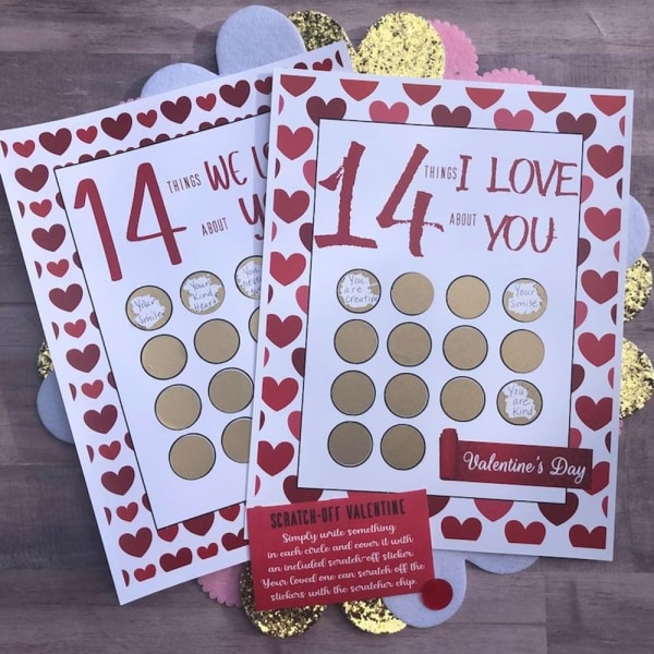 Valentine Scratch Off Print Hilsen Kærlighed Skrabelod B B B